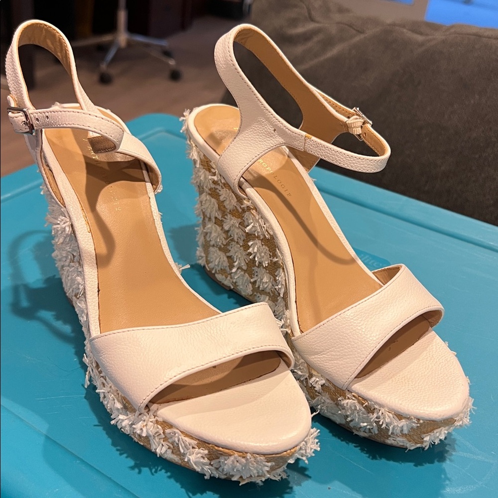Anthropologie White Textured Sandals